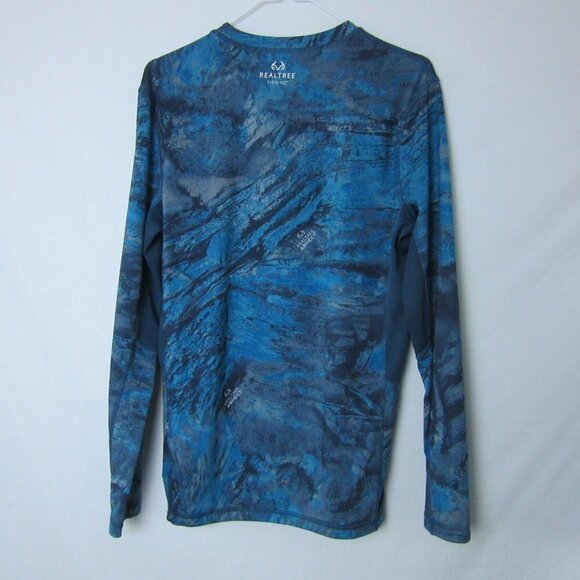 Realtree Fishing Blue Camo Long Sleeve Moisture Wicking Shirt Men's Small - Picture 4 of 5
